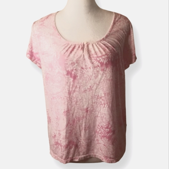 🦋Lauren Ralph Lauren Pink & White Mottled Top - Picture 1 of 5